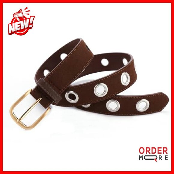 Punk Style Leather Belt Silver Grommets Retro Woven Design Women\'s Accessory main image 8